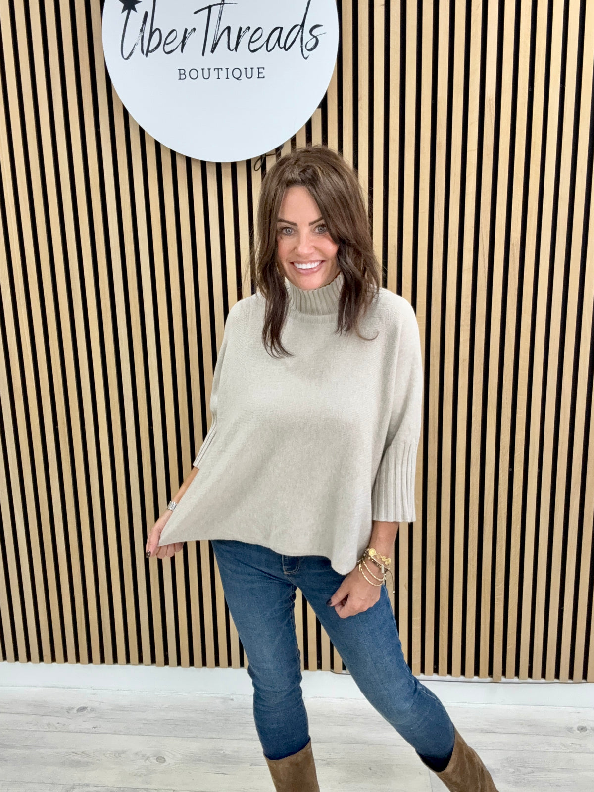 Crop Sleeve Knit - Oatmeal