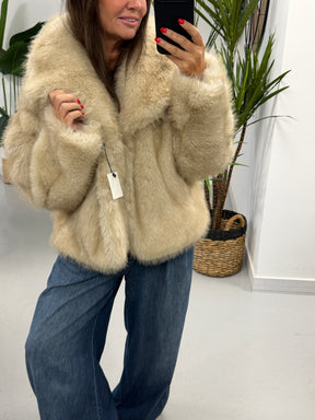 The Reversible PU/Faux Fur Jacket - Chocolate /Cream