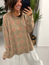 Argyle Boxy Sweat- Mocha/Green  (Size 12-16)