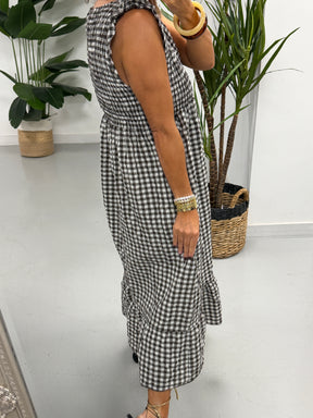 Gingham Midaxi Dress Dress - Chocolate