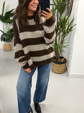 The Buxton Stripy Knit - Chocolate/Taupe (Size 8-16)