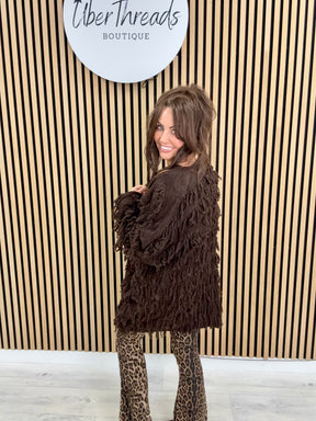 The Shaggy Longline Cardigan - Chocolate