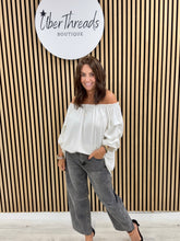 Palma Puff Sleeve Bardot Soft Knit - White
