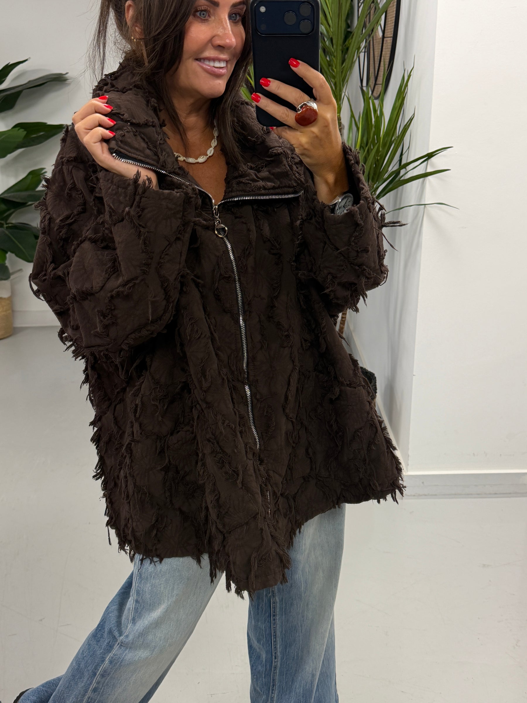 Shelby Shaggy Jacket - Chocolate