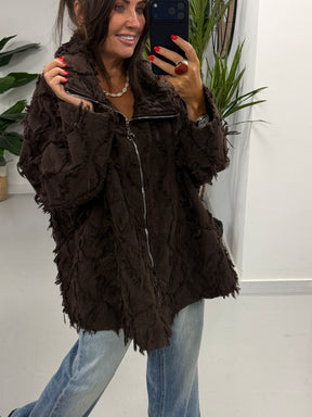 Shelby Shaggy Jacket - Chocolate