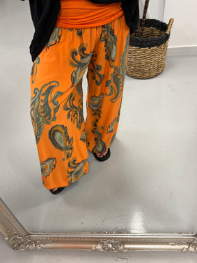 Ali Baba Slouch Pants - Orange Paisley
