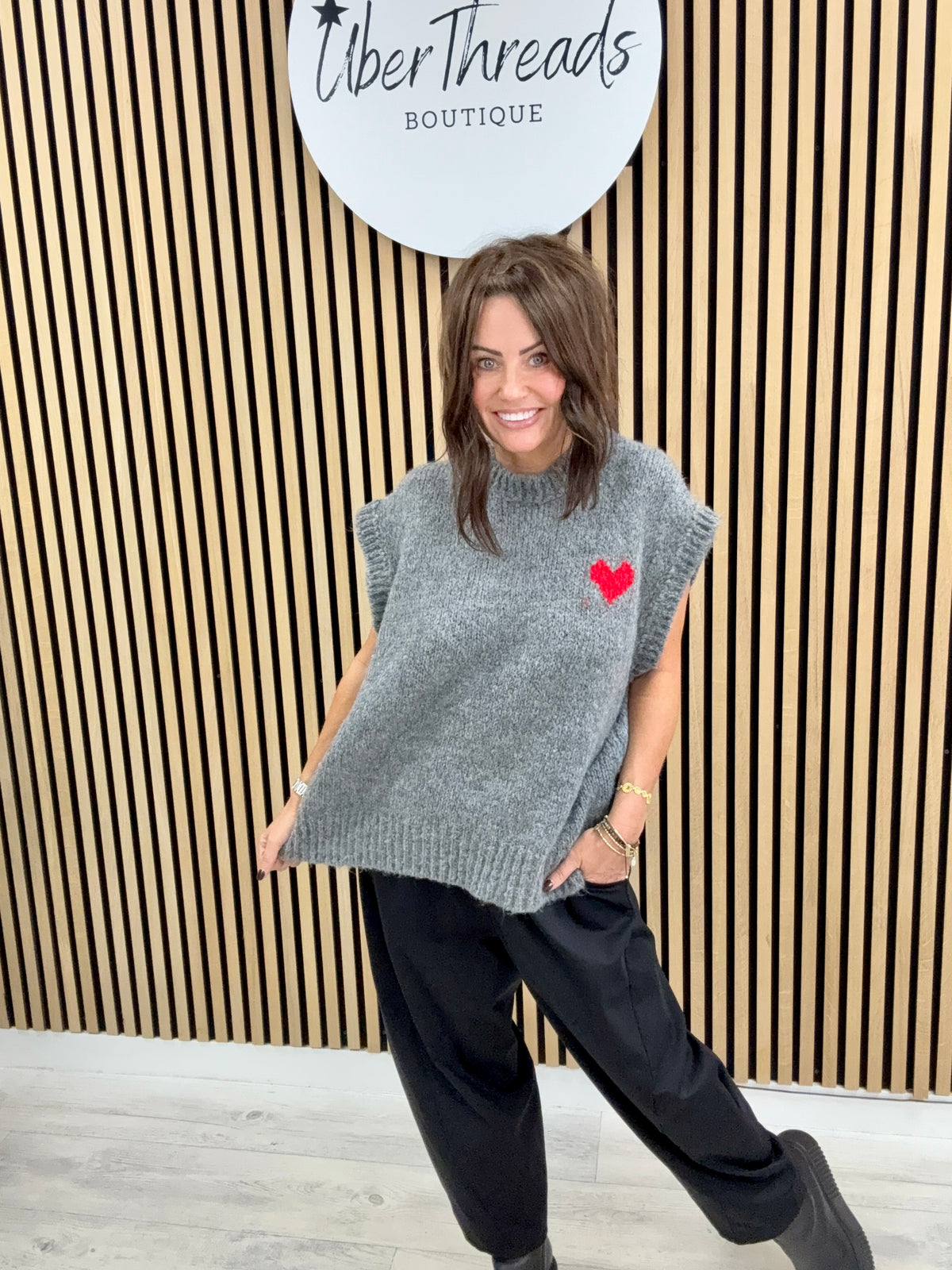 The Cosy Heart Tank - Grey