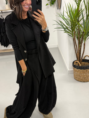 The Deluxe Weekend Collection Deluxe Asymmetric Wasitcoat  - Black