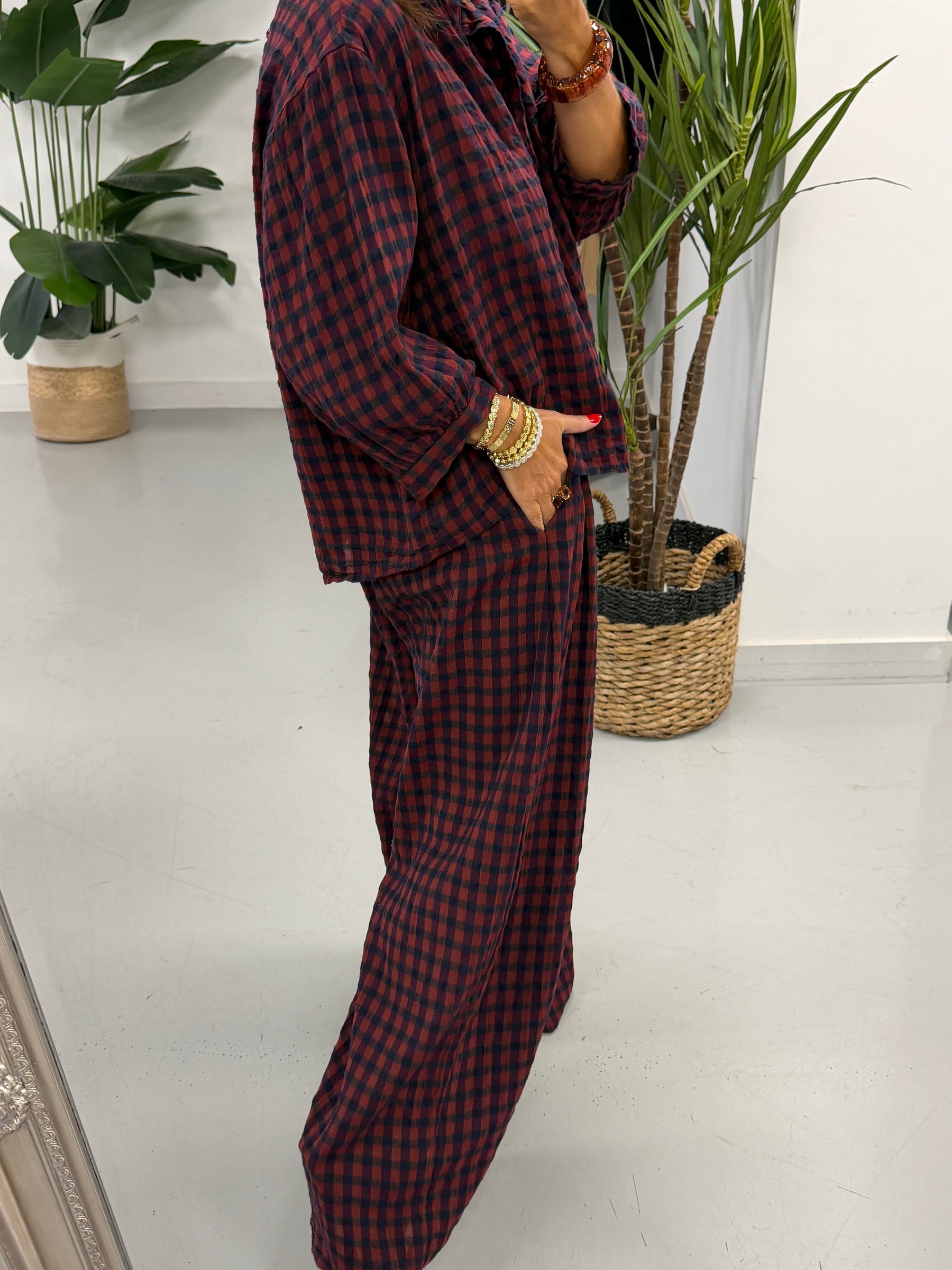 The Autumn Check Shirt - Wine/Navy