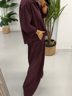 The Autumn Check Shirt - Wine/Navy