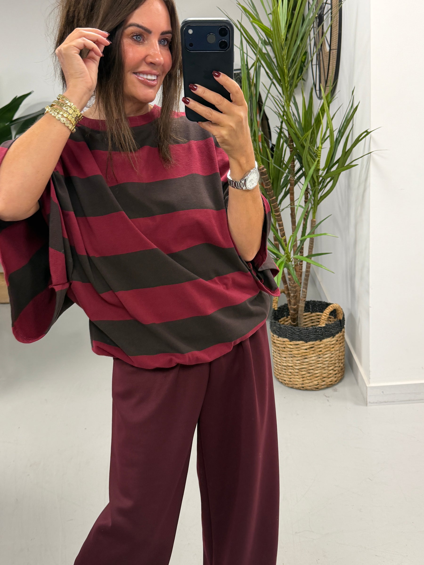 Toggle Cuff Scuba Joggers - Wine (Size 10-16)