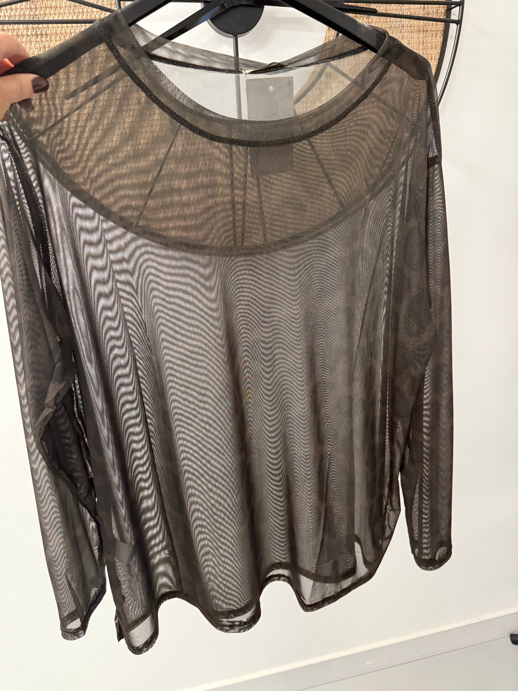 Animal Mesh Top - Chocolate