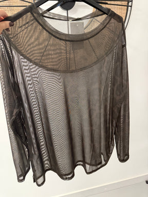 Animal Mesh Top - Chocolate