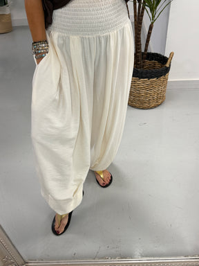 The Shirred Balloon Trouser - Buttercream