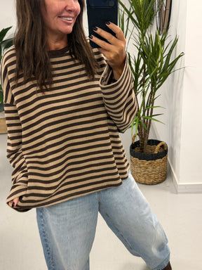 The Weekend Chill Stripe - Camel/Chocolate (Special Buy No Return) Size 10 - 16