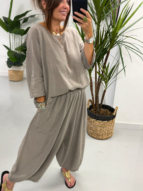 Cropped Sahara Balloon Pants - Taupe