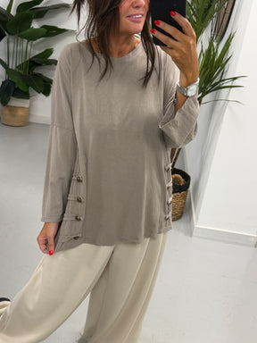 Military Slouch Top - Taupe