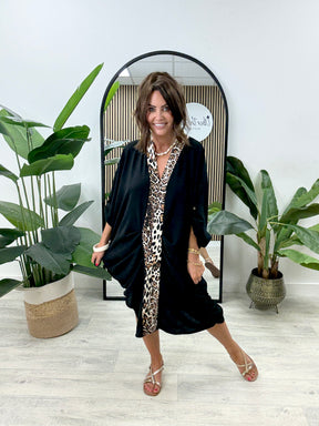The Capri  Animal Ruched Dress - Black