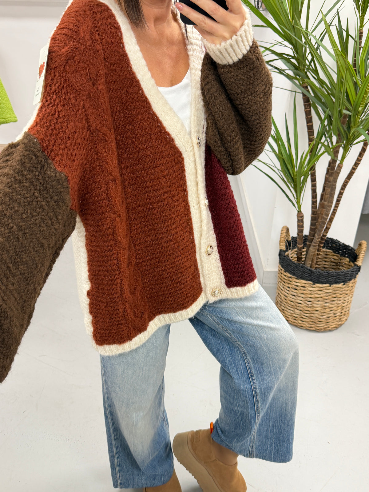 **SALE** The Multi Panel Cardigan - Wine / Rust