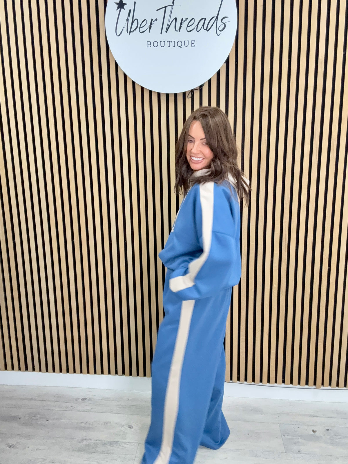 The Stripe Scuba Hooded Tracksuit - Denim Blue