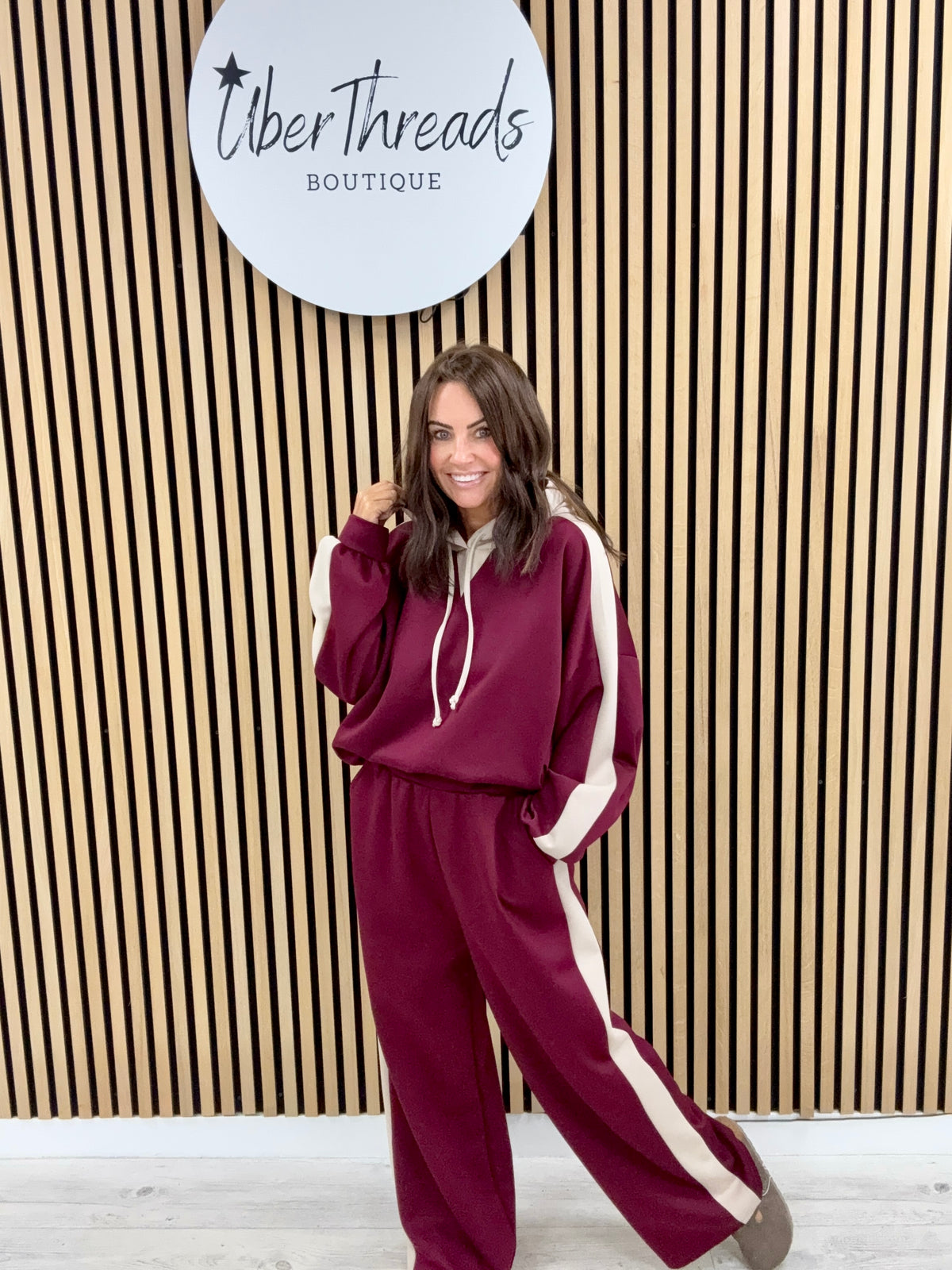 The Stripe Scuba Hooded Tracksuit - Mulberry