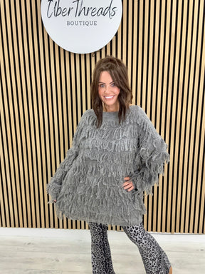 The Shaggy Long Line Jumper - Grey