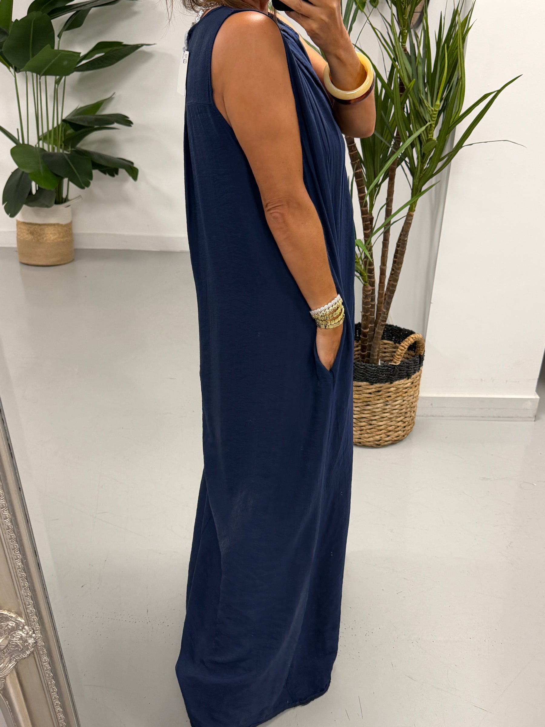 Crinkle Maxi Dress - Navy