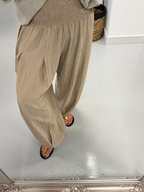 The Shirred TicToc Crinkle Balloon Trouser - Mushroom
