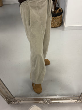 Cord Drawstring Barrel Trousers - Cream (Size 12-16)