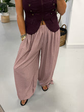 Checked Tie Cuff Trousers -Antique Rose