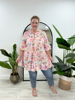 The Brodie Floral Smock -Pink