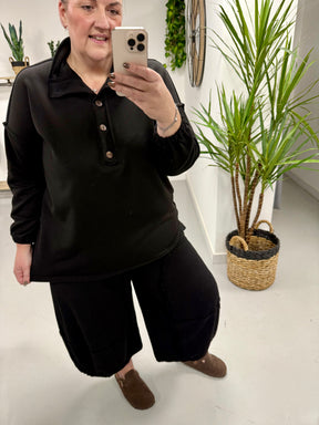 The Deluxe Weekend Collection Button Up Tunic - Black