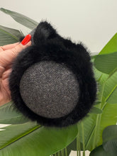 Faux Fur Ear Muffs - Black Herringbone