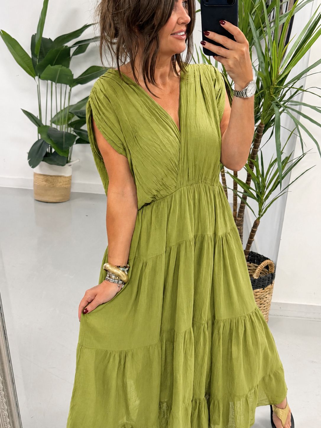 The Grecian Tiered Maxi - Pistachio