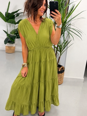 The Grecian Tiered Maxi - Pistachio