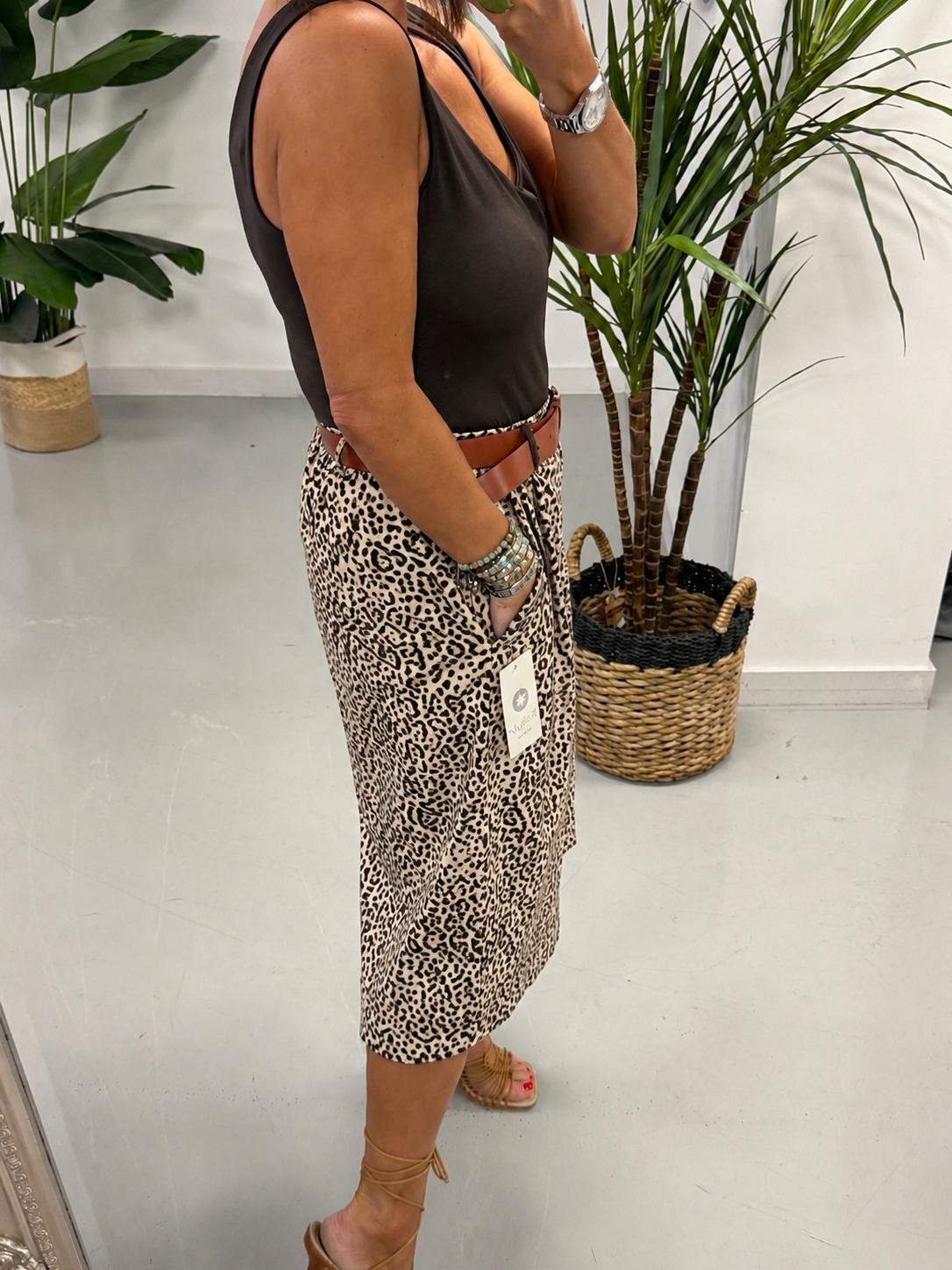 Belted Culotte Shorts - Animal