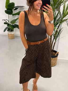 Belted Culotte Shorts - Chocolate Animal