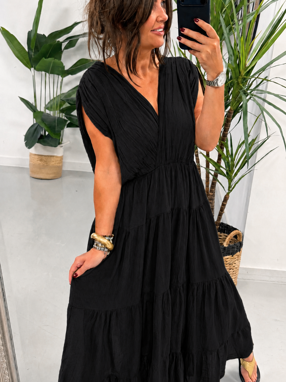 The Grecian Tiered Maxi - Black