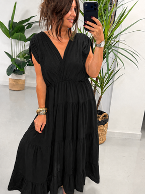 The Grecian Tiered Maxi - Black