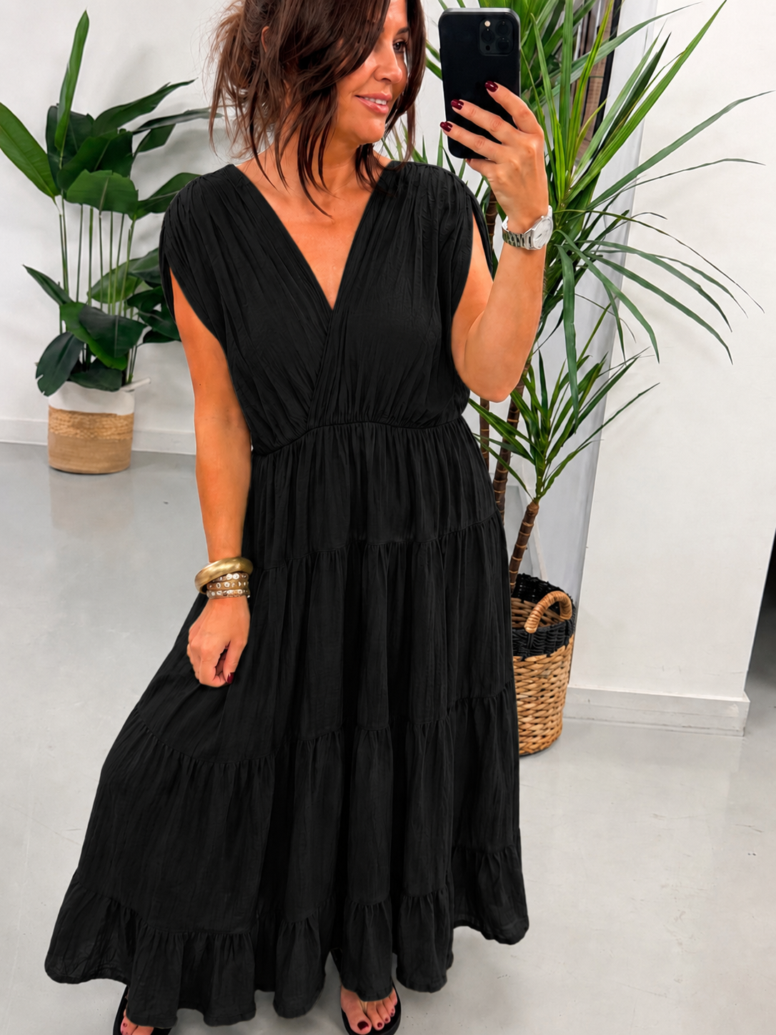 The Grecian Tiered Maxi - Black