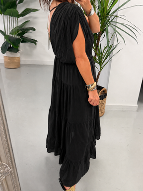 The Grecian Tiered Maxi - Black