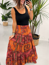 The Indie Maxi  Skirt - Orange/Pink Paisley