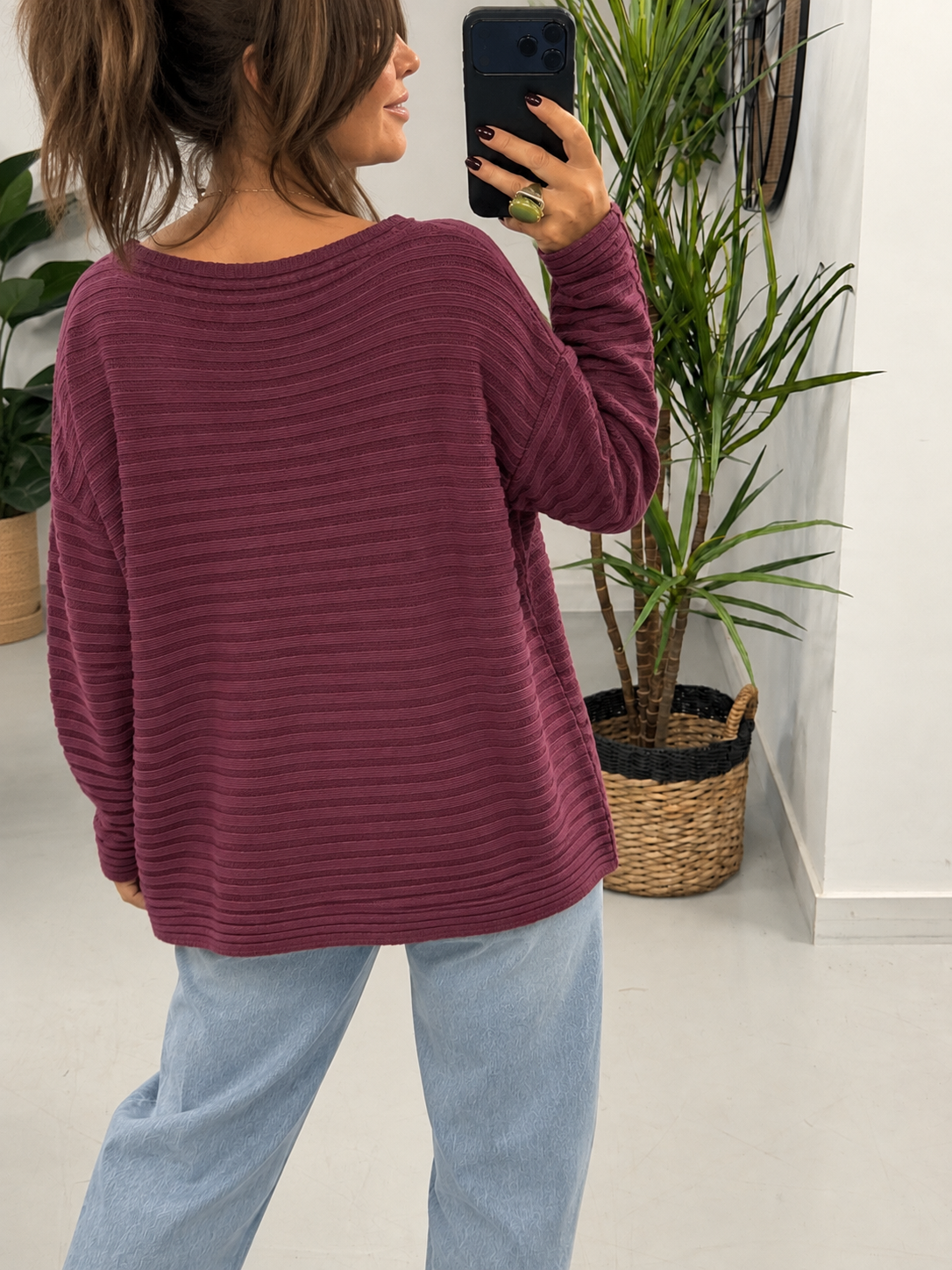 The Bromley Ribbed Knit- Aubergine (Size 10 - 14)
