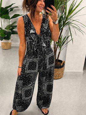 Bandana Ruffle Jumpsuit - Black