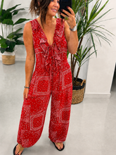 Bandana Ruffle Jumpsuit - Red