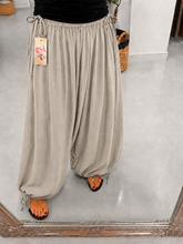 The Crinkle Side Tie Balloon Trousers - Stone