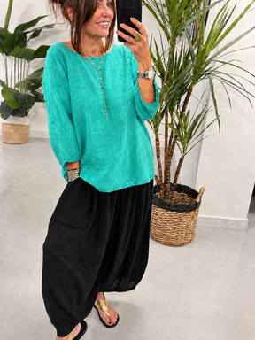 Basic Cotton Top - Aqua Green