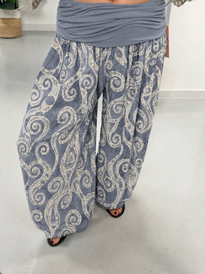 Ali Baba Slouch Pants - Blue Swirl