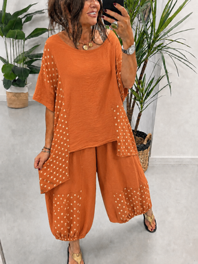 Dottie Linen Mix Trousers - Rust