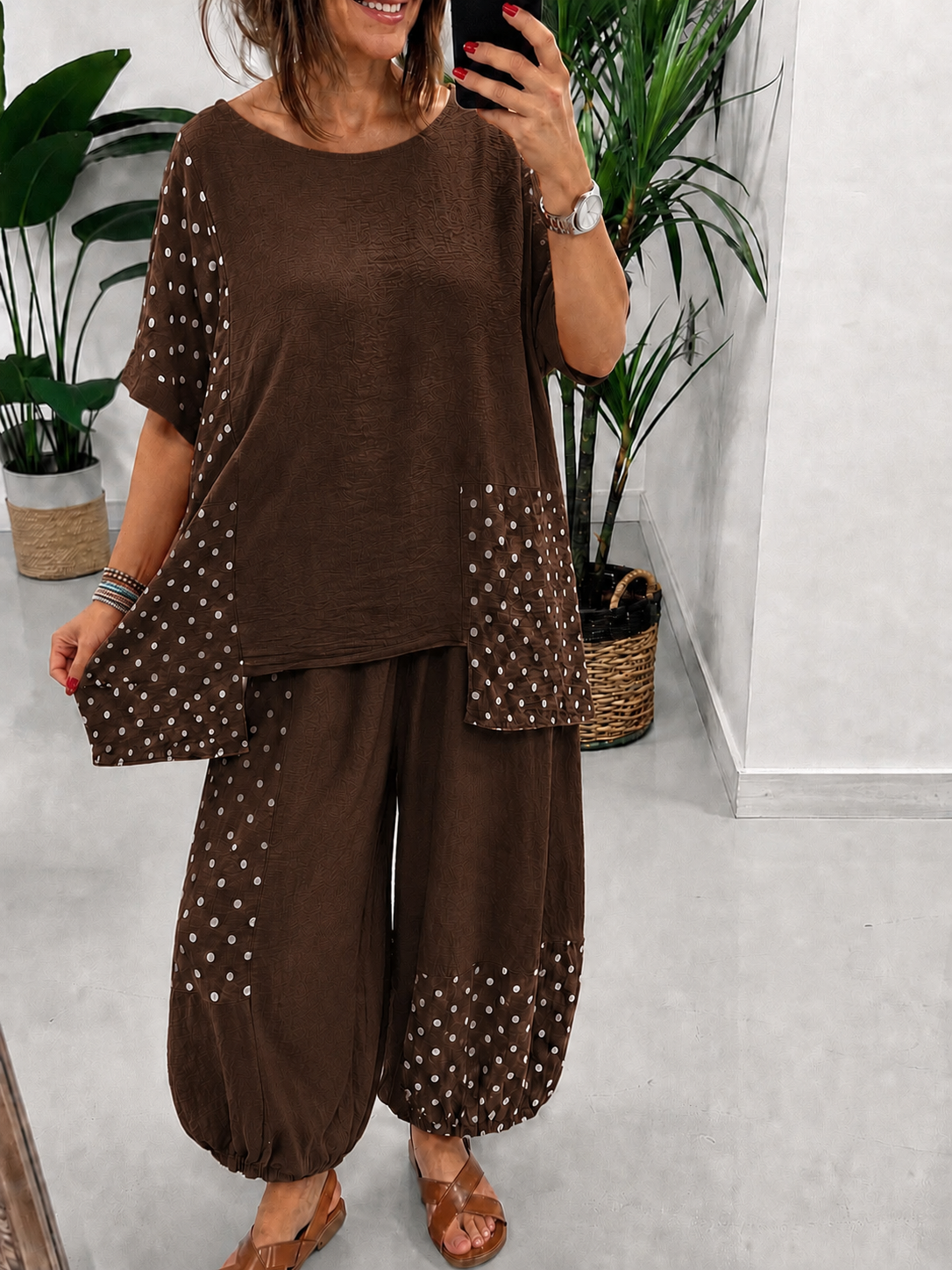 The Dottie Linen Mix Tunic - Chocolate
